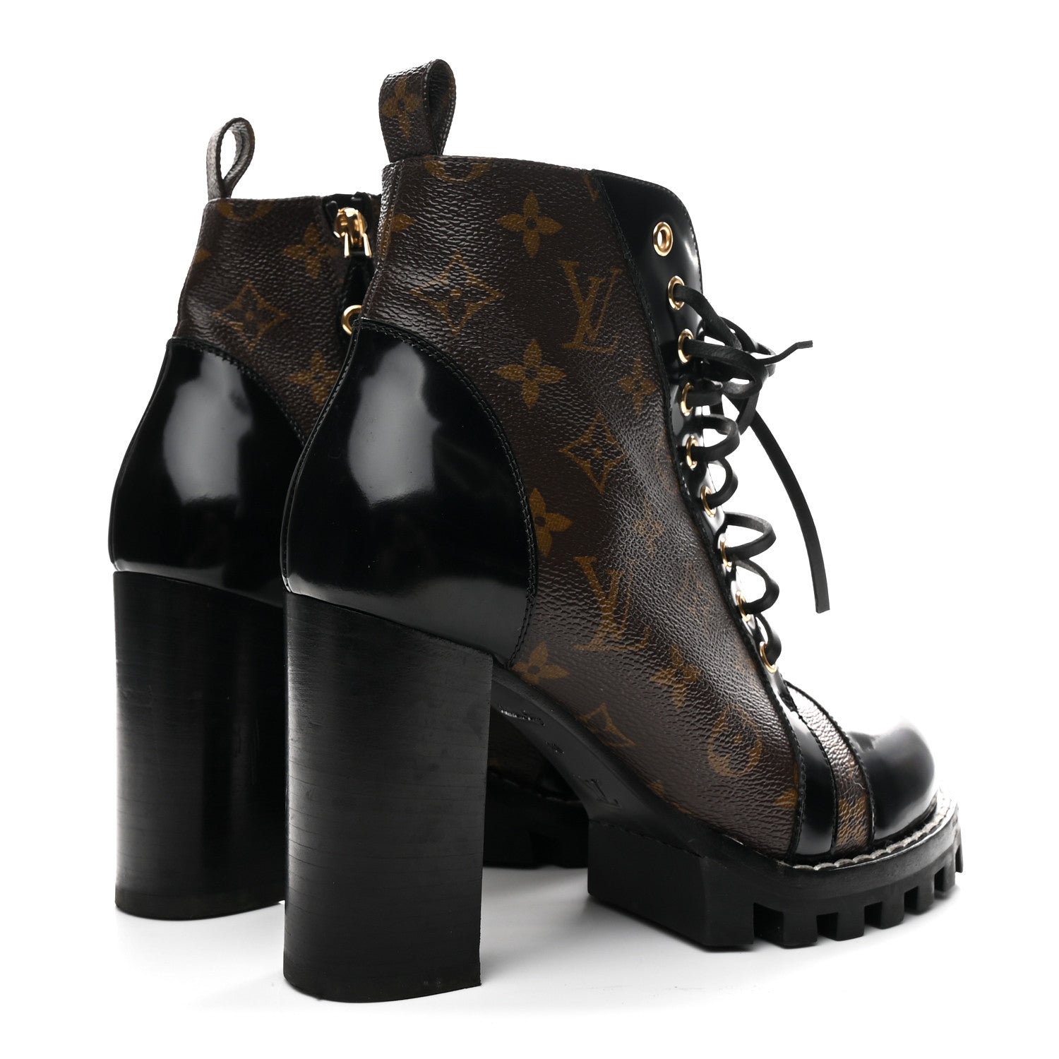 Louis Vuitton Patent Calfskin Monogram Star Trail Ankle Boots 39 Black 5 of 10