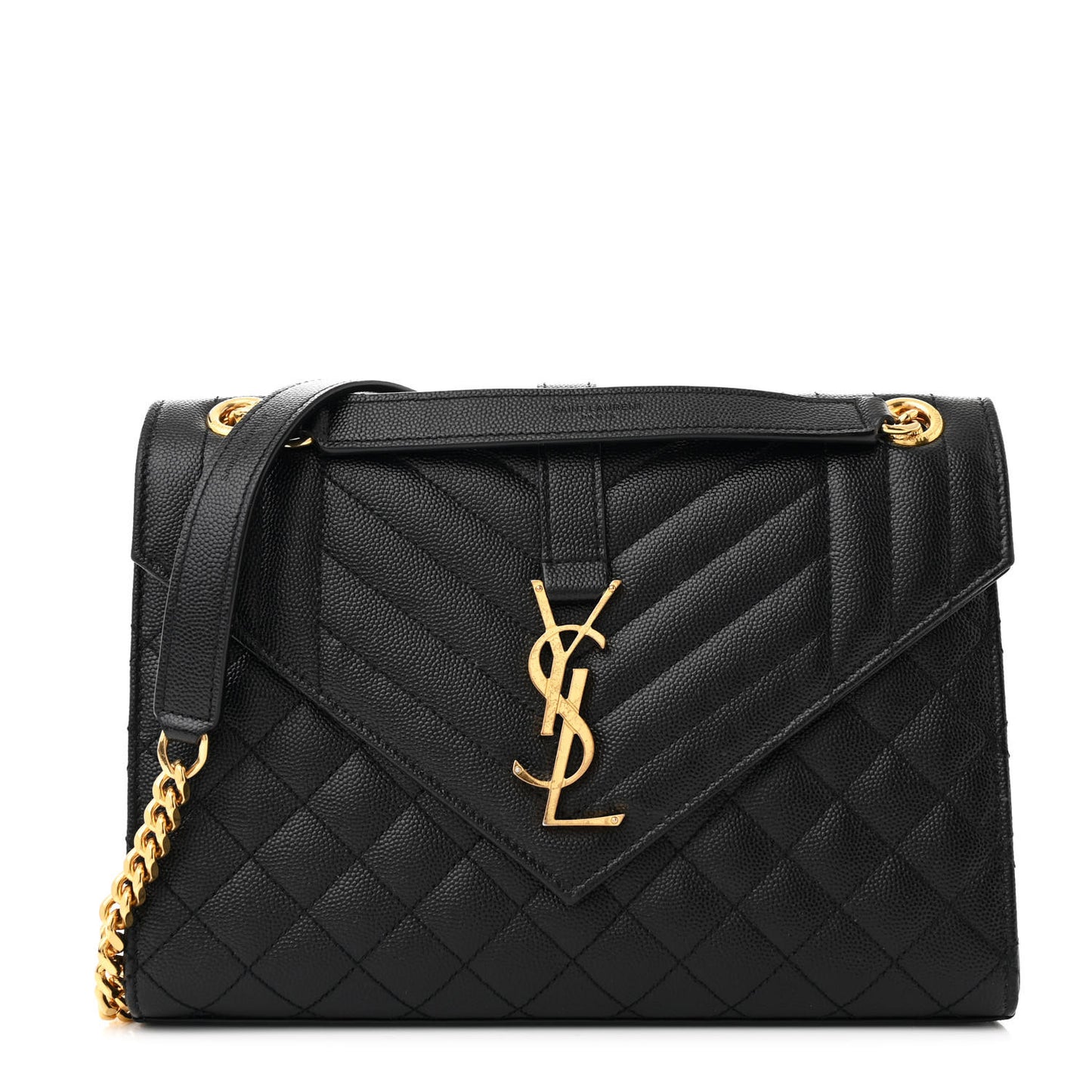 Grain De Poudre Textured Mixed Matelasse Triquilt Medium Monogram Satchel Black