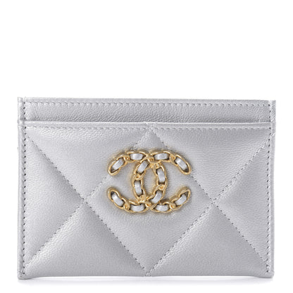 Chanel Metallic Goatskin Quilted 19 Card Holder Silver 1 of 8