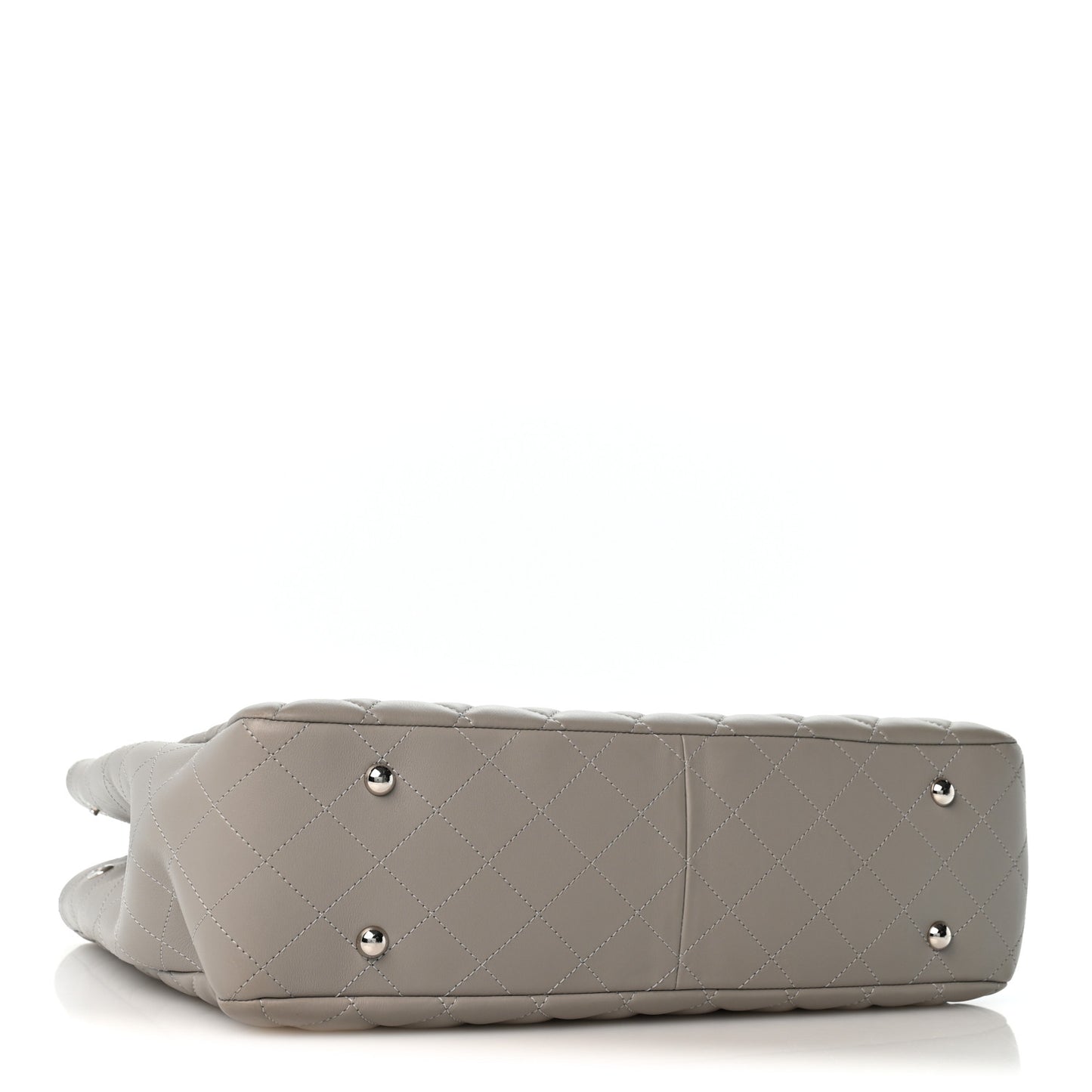 Calfskin Quilted Large Classic Shopping Tote Grey
