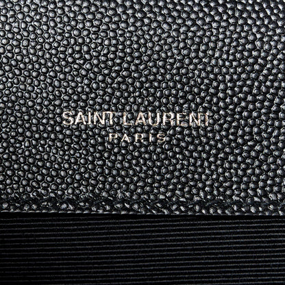 Saint Laurent Grain De Poudre Textured Mixed Matelasse Triquilt Medium Monogram Monochrome Satchel Black 6 of 11