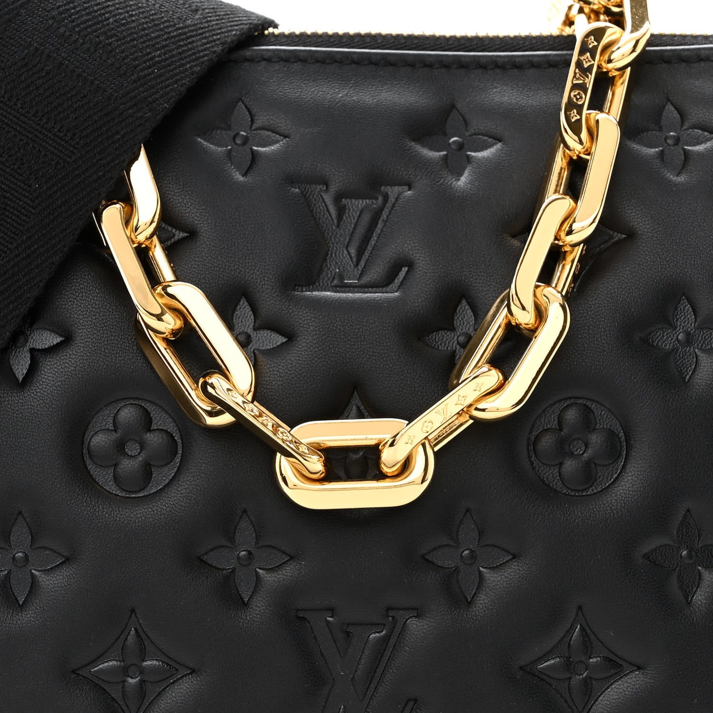 Lambskin Embossed Monogram Coussin PM Black