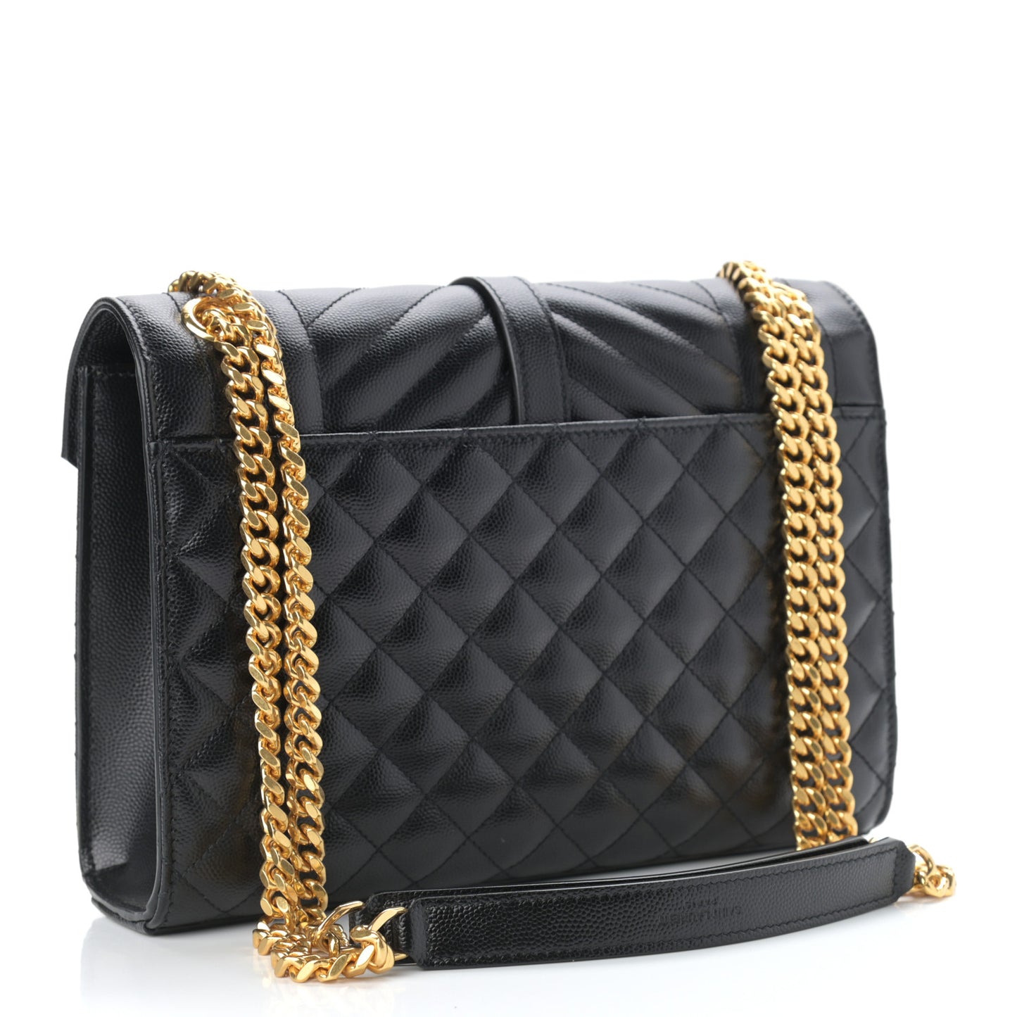 Grain De Poudre Textured Mixed Matelasse Triquilt Medium Monogram Satchel Black
