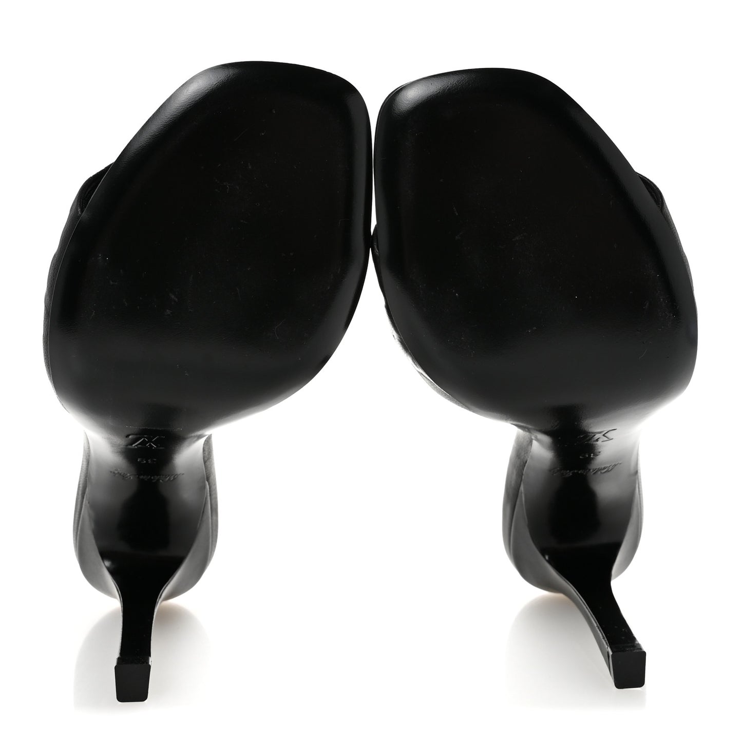 Lambskin Embossed Monogram Revival High Heel Mules 39 Black
