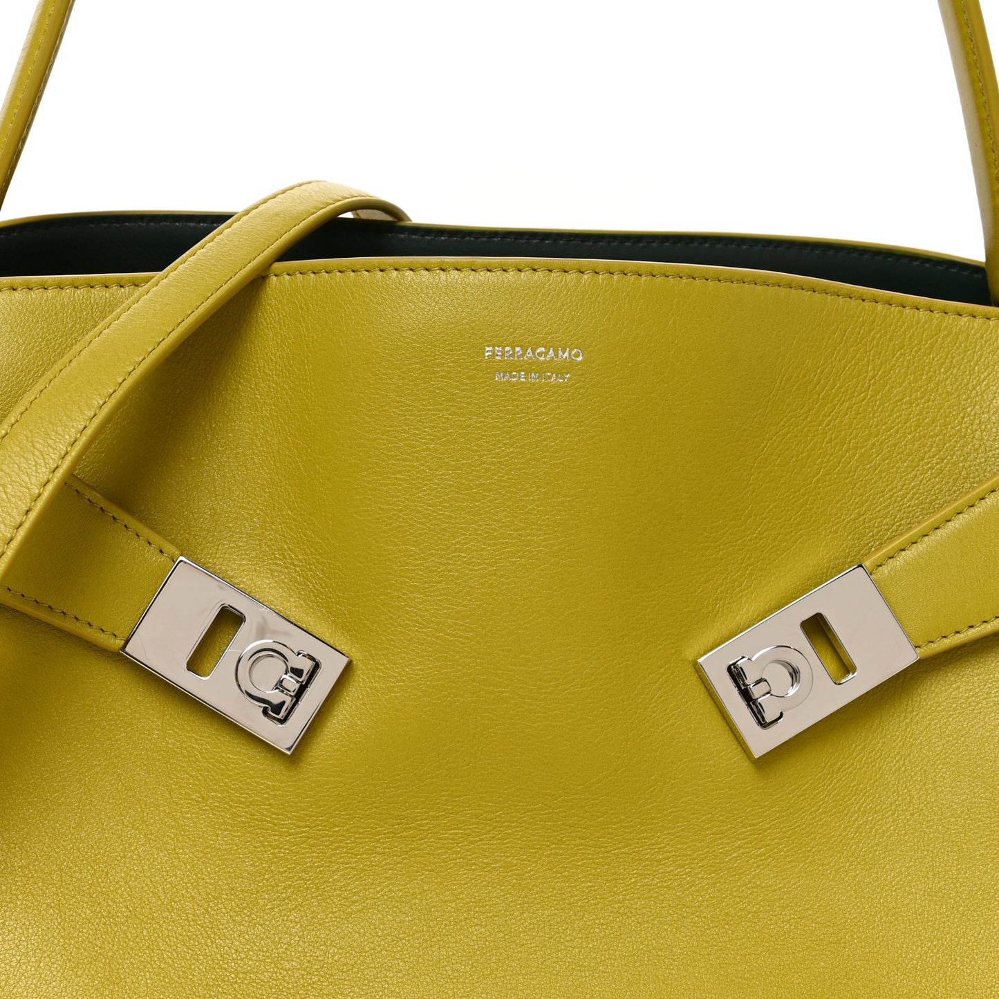 Calfskin Medium Hug Soft Shoulder Bag Lemon Moss Green