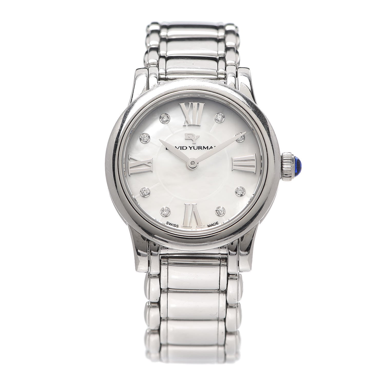 David Yurman Stainless Steel Diamond Mother of Pearl 30mm Classic Quartz Watch 1 of 5