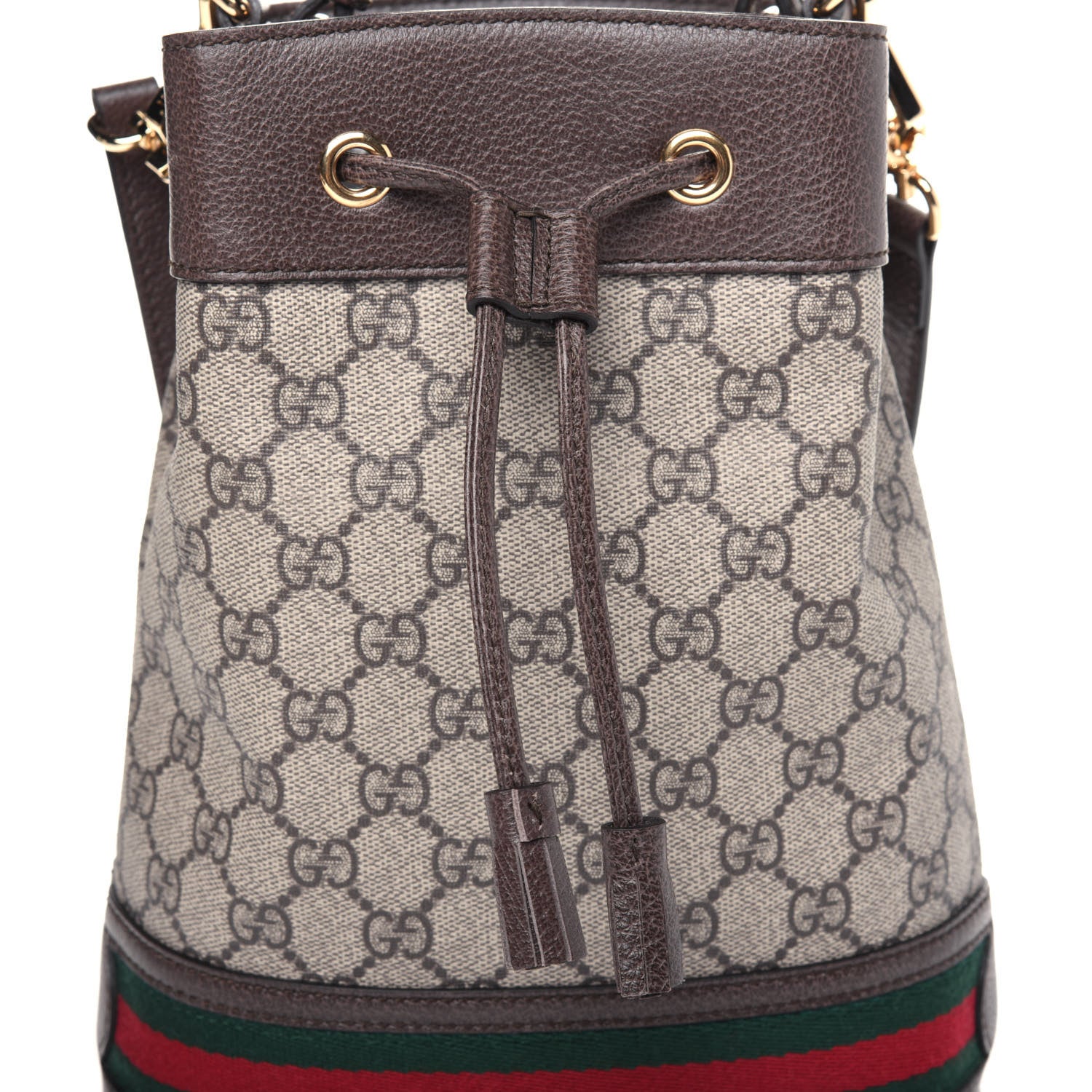 Gucci GG Supreme Monogram Web Small Ophidia Bucket Bag Brown 10 of 15