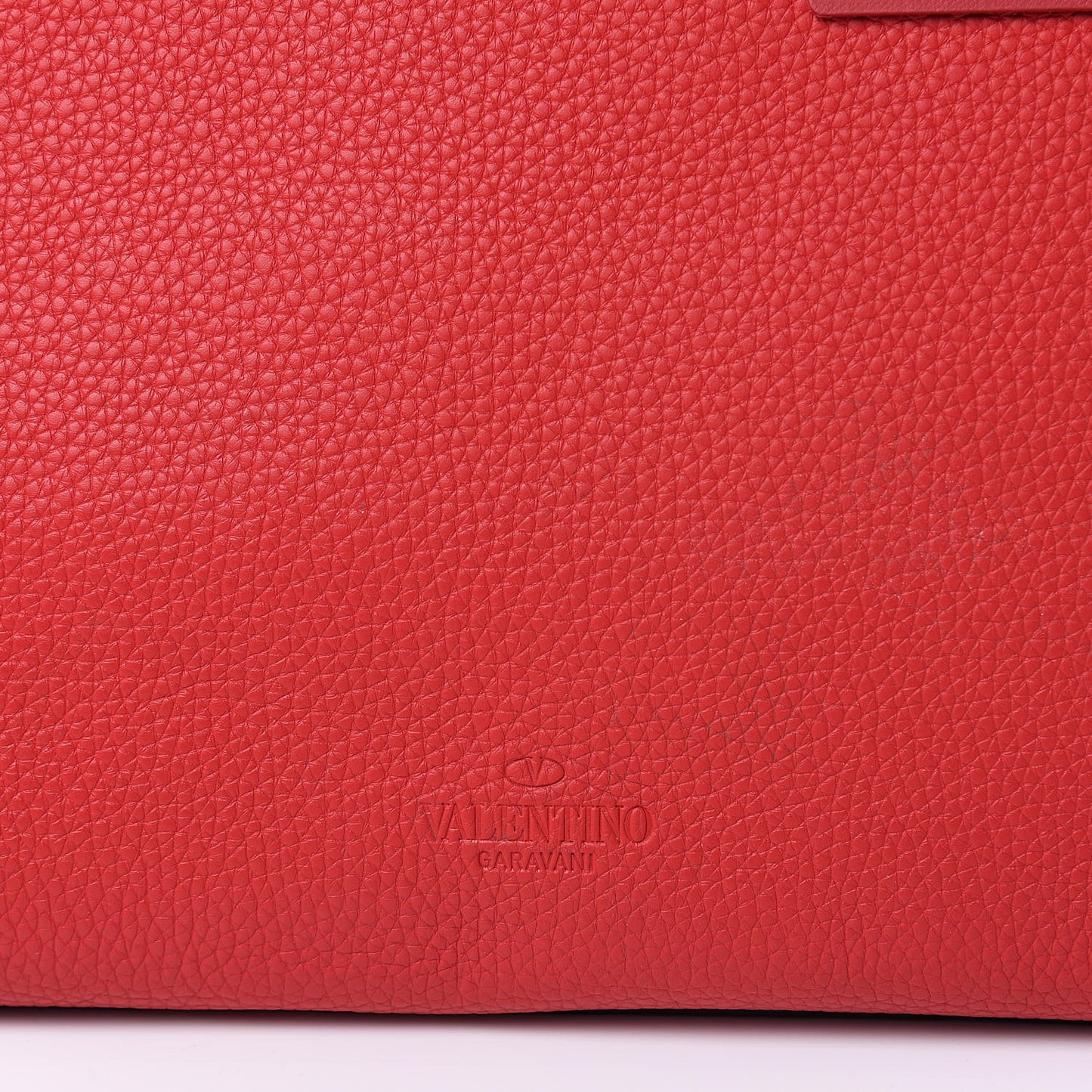 Grained Calfskin Rockstud Shoulder Tote Rouge Pur