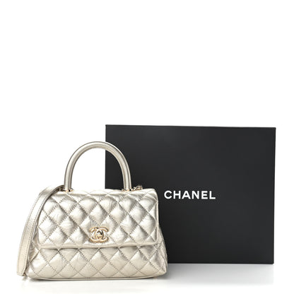 Chanel Metallic Aged Calfskin Quilted Mini Coco Handle Flap Gold 11 of 11