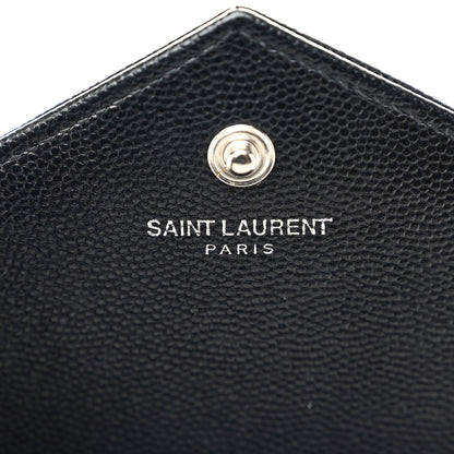 Saint Laurent Grain De Poudre Matelasse Chevron Monogram Chain Wallet Black 6 of 10