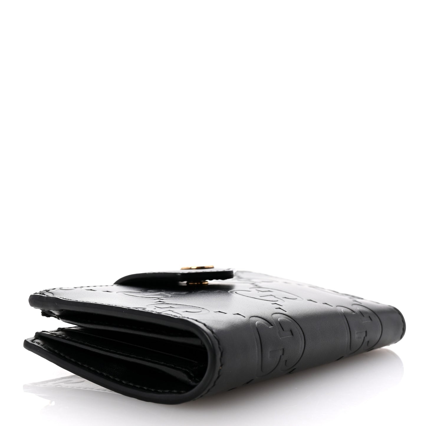 Piuma Calfskin Jumbo GG Embossed Medium Wallet Black