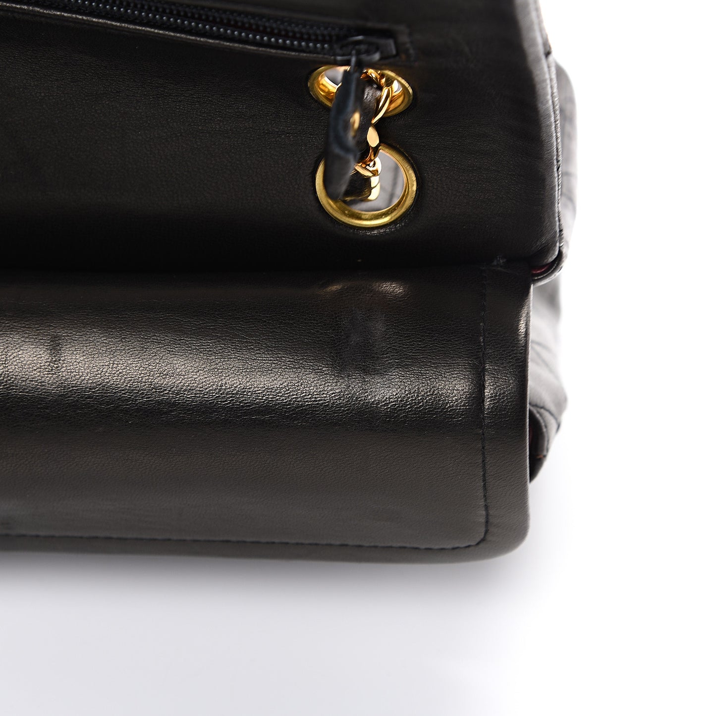 Lambskin Quilted Small Double Flap Black