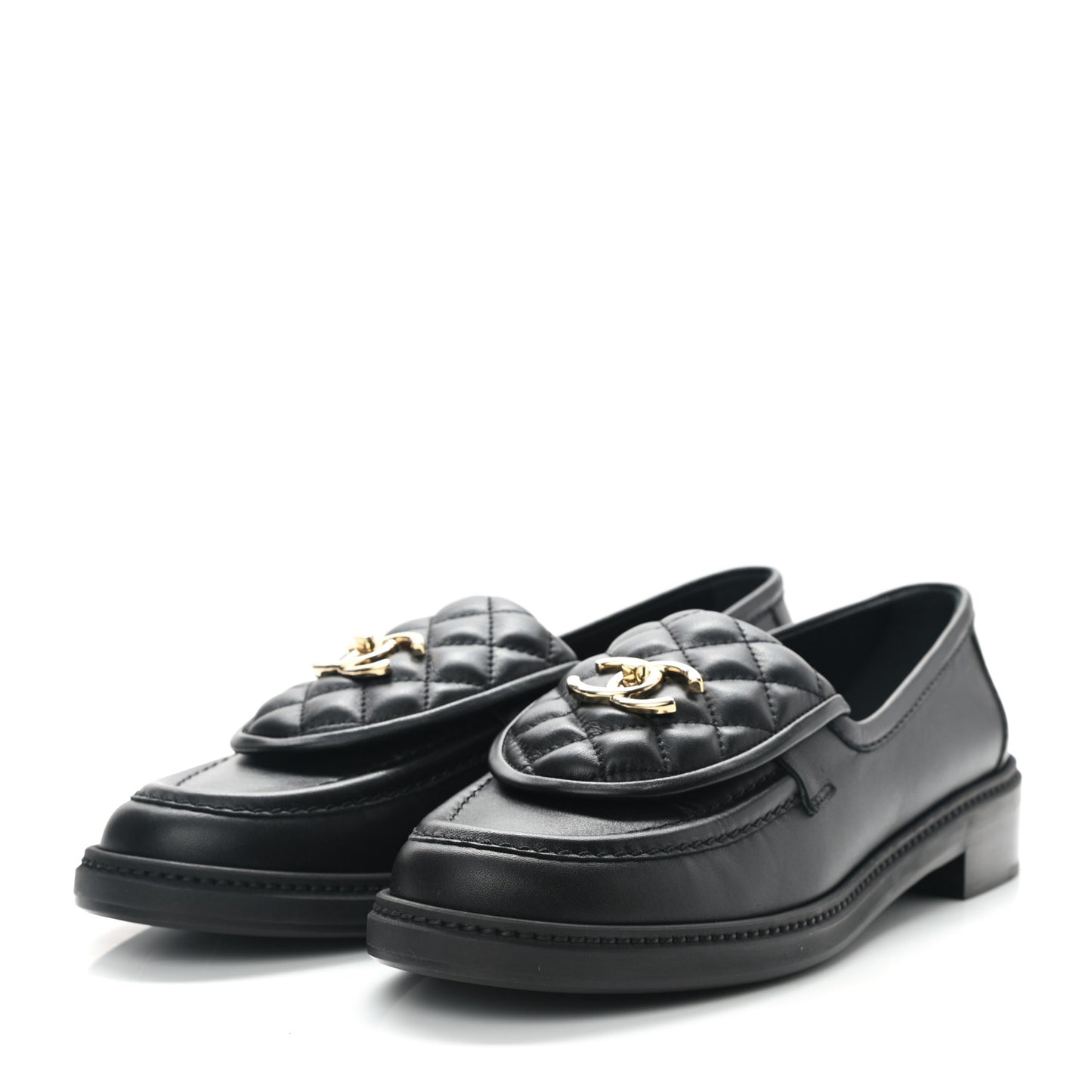 Lambskin Quilted CC Turnlock Loafers 40 Black