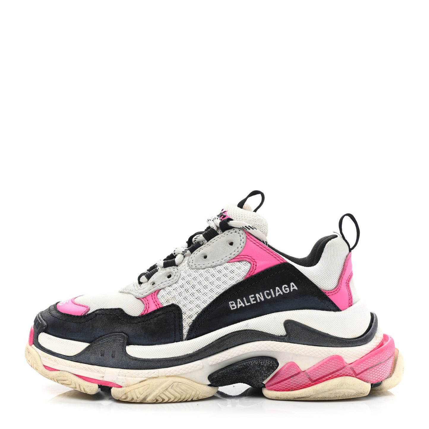 Fabric Mesh Womens Triple S Sneakers 35 Fluo Pink Grey White