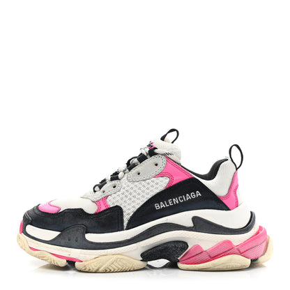 Balenciaga Fabric Mesh Womens Triple S Sneakers 35 Fluo Pink Grey White 1 of 7
