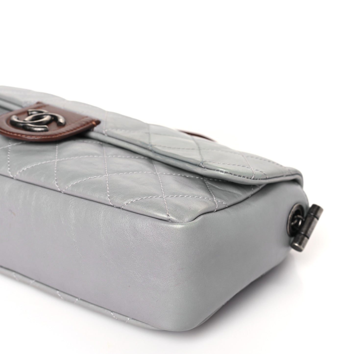 Calfskin Large Country Chic Flap Grey
