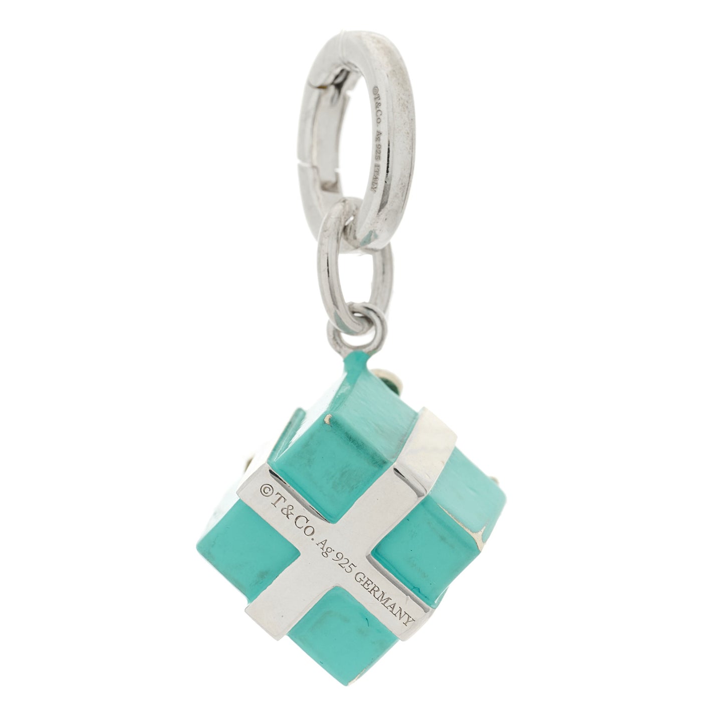 Sterling Silver Enamel Gift Box Charm Blue