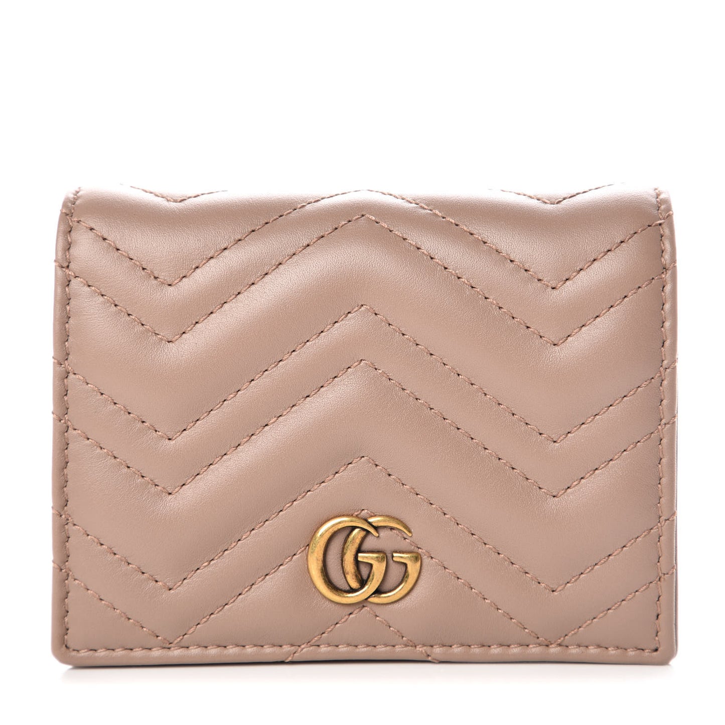 Calfskin Matelasse GG Marmont Card Case Wallet Porcelain Rose