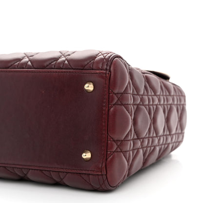 Christian Dior Lambskin Cannage Medium Lady Dior Burgundy 9 of 10