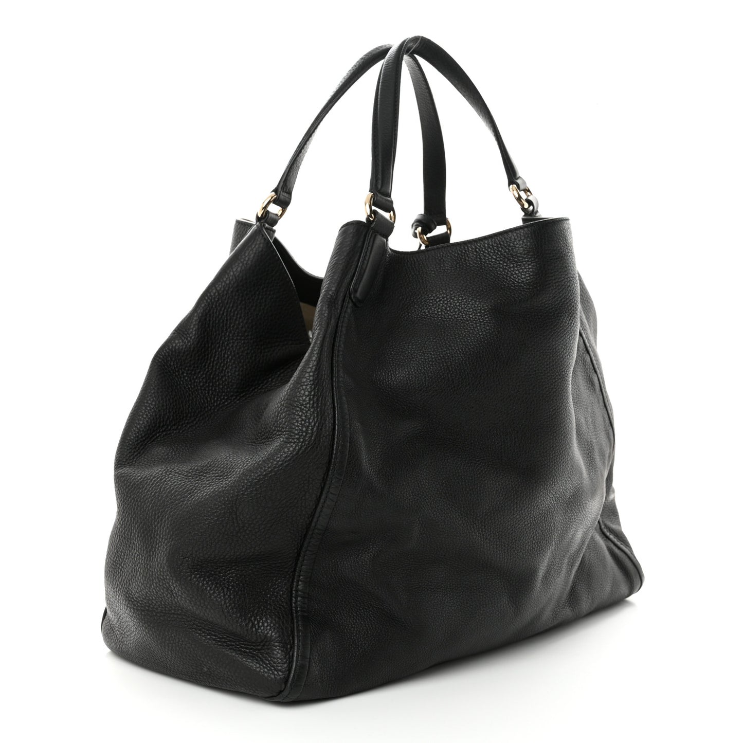 Pebbled Calfskin Large Soho Hobo Black