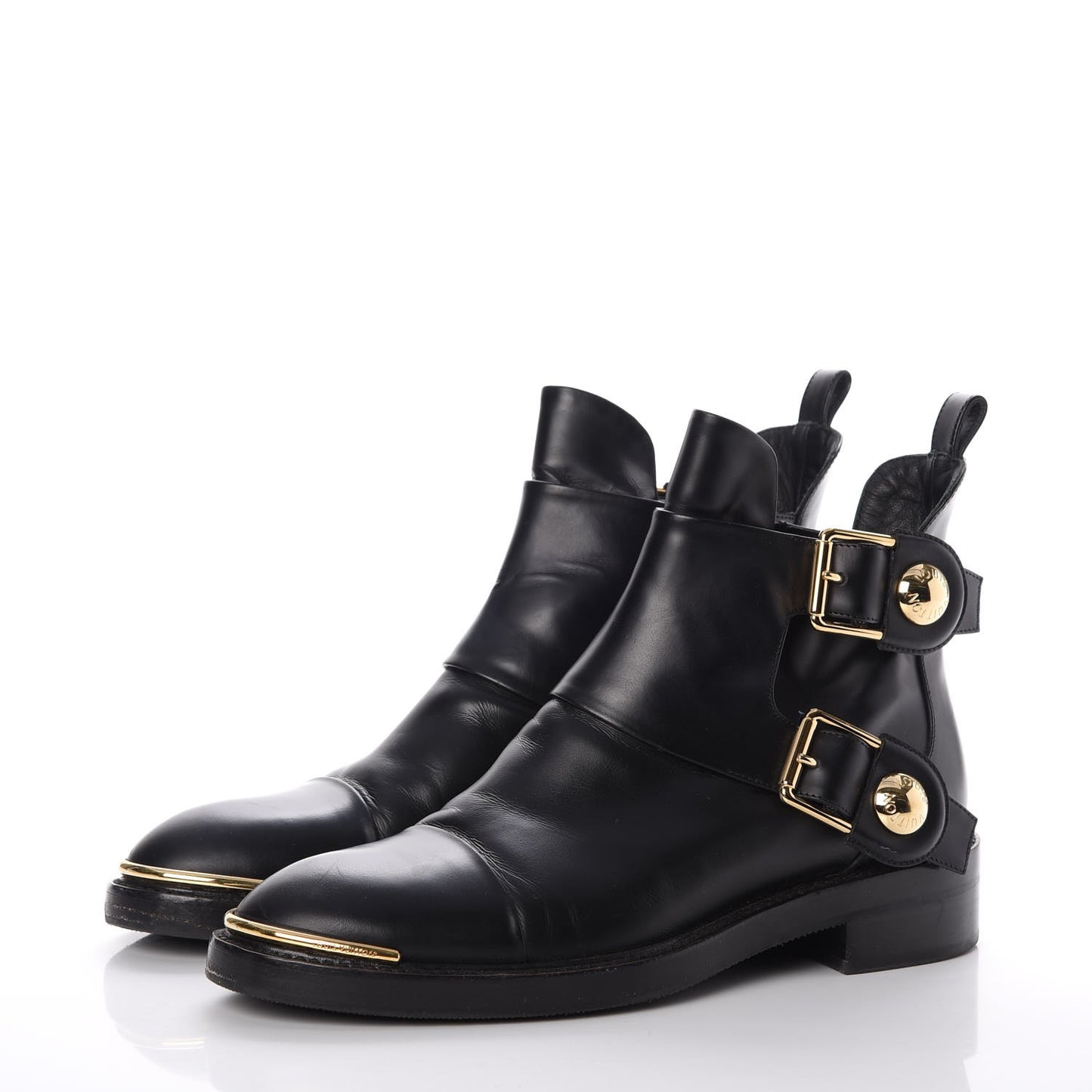 Calfskin Valley Flat Ankle Boots 37 Black
