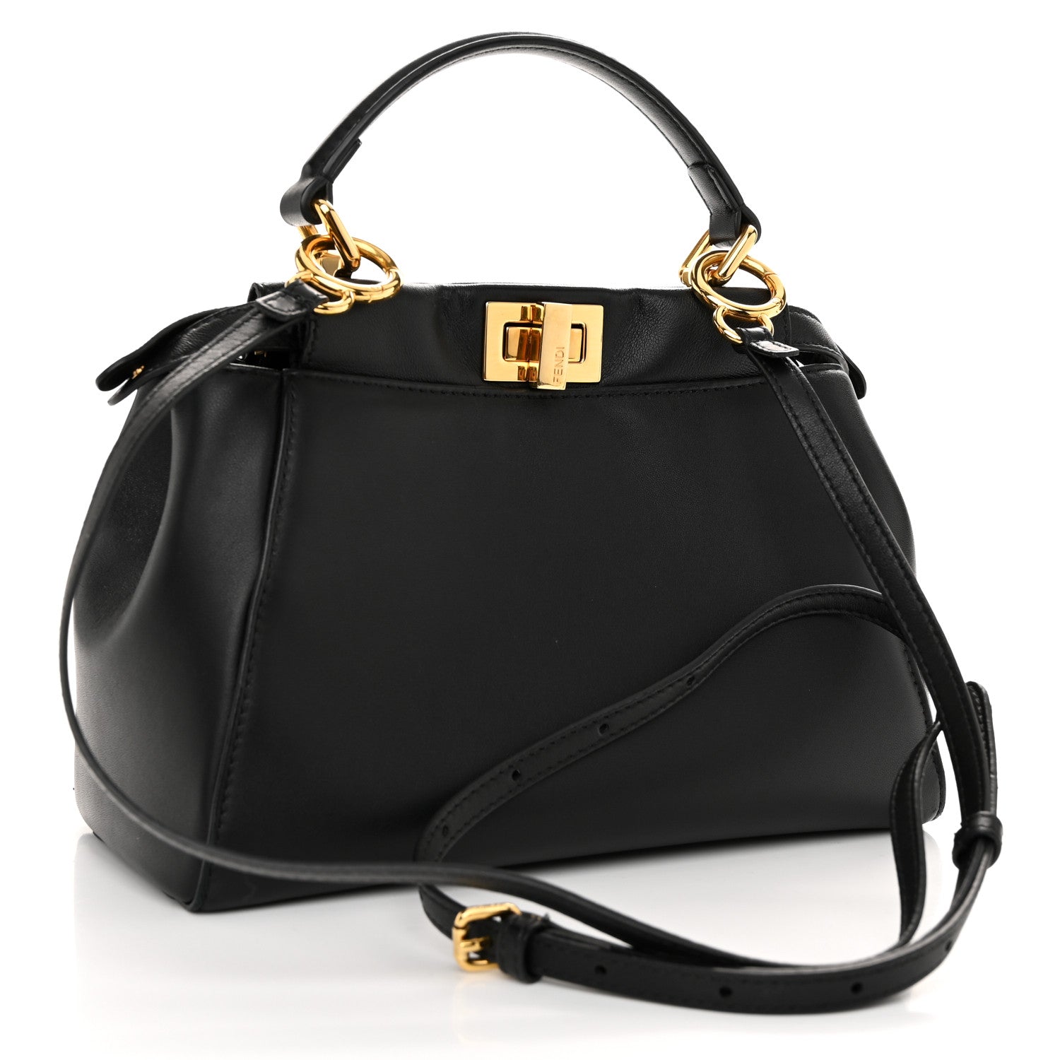 Fendi Nappa Mini Peekaboo Iconic Satchel Black 3 of 12