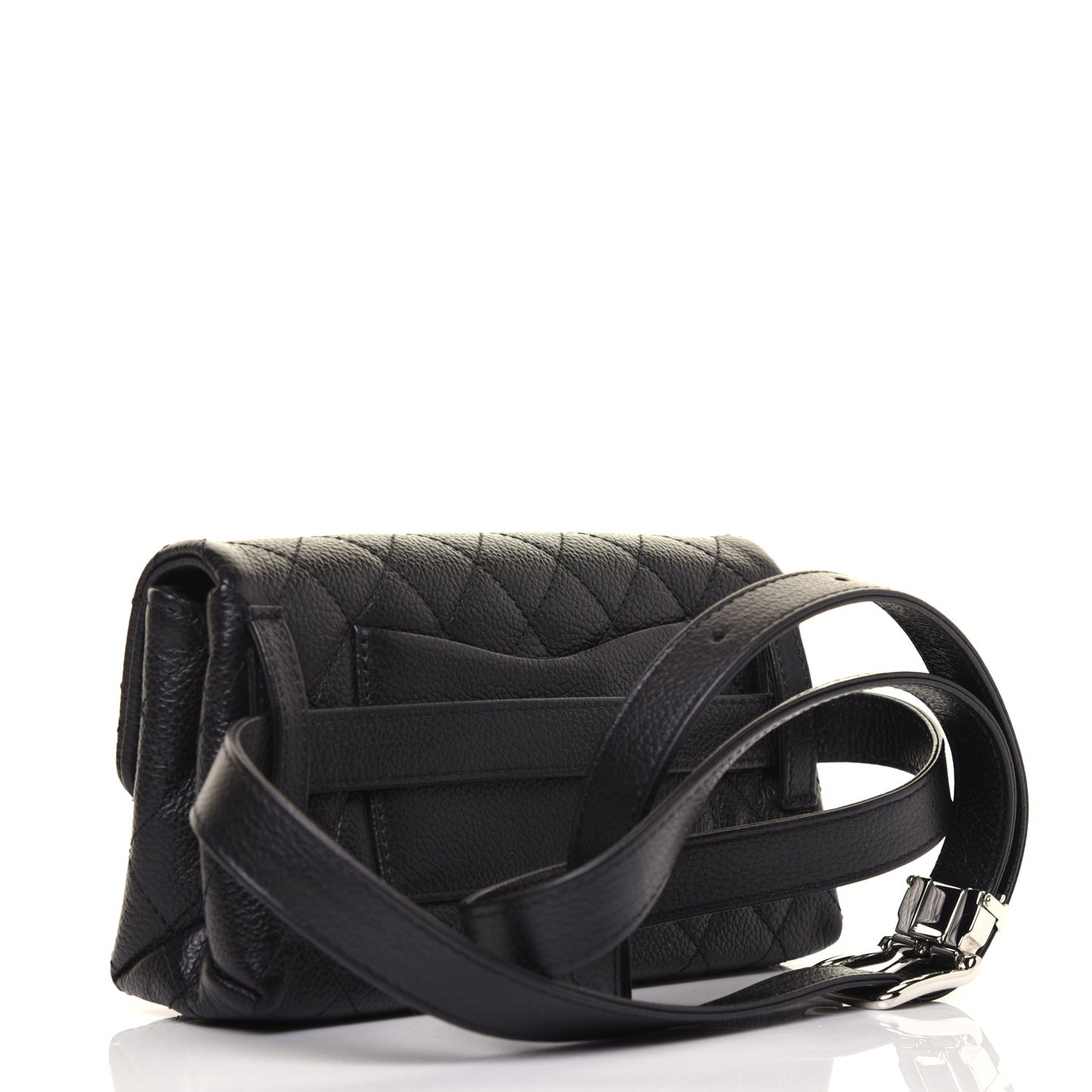Grained Calfskin Quilted 2.55 Reissue Flap Belt Bag Clutch Black