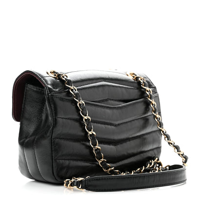 Chanel Shiny Lambskin Quilted Small Chevron Miroir Black 3 of 12