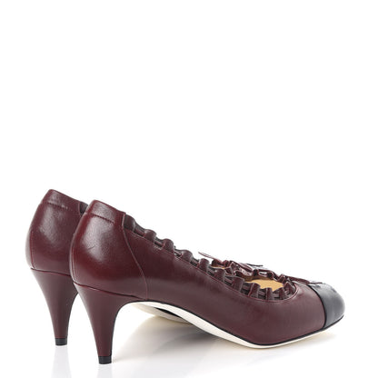 Chanel Calfskin CC Cap Toe Pumps 38.5 Bordeaux Marine Fonce 4 of 9