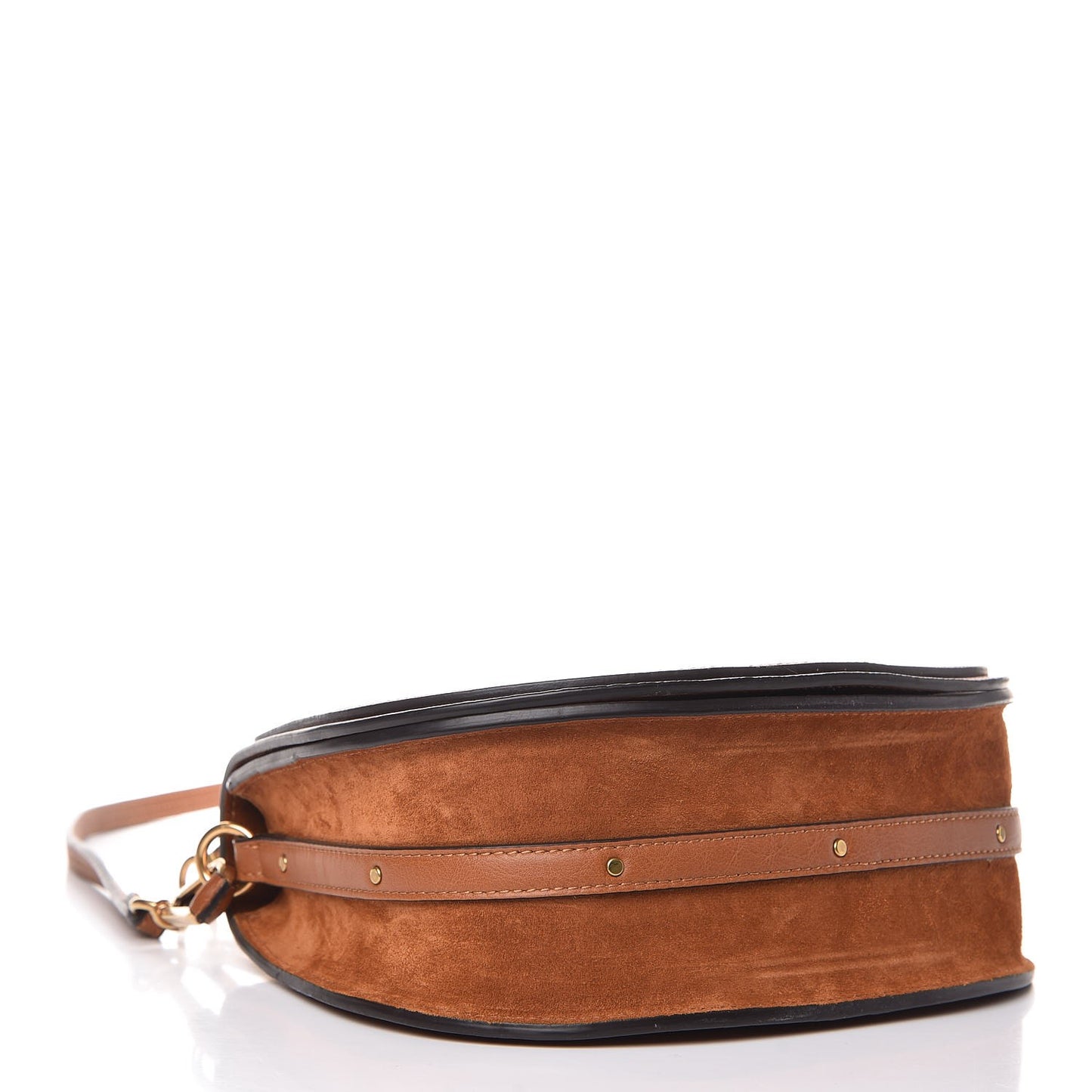 Calfskin Suede Medium Nile Bracelet Bag Caramel