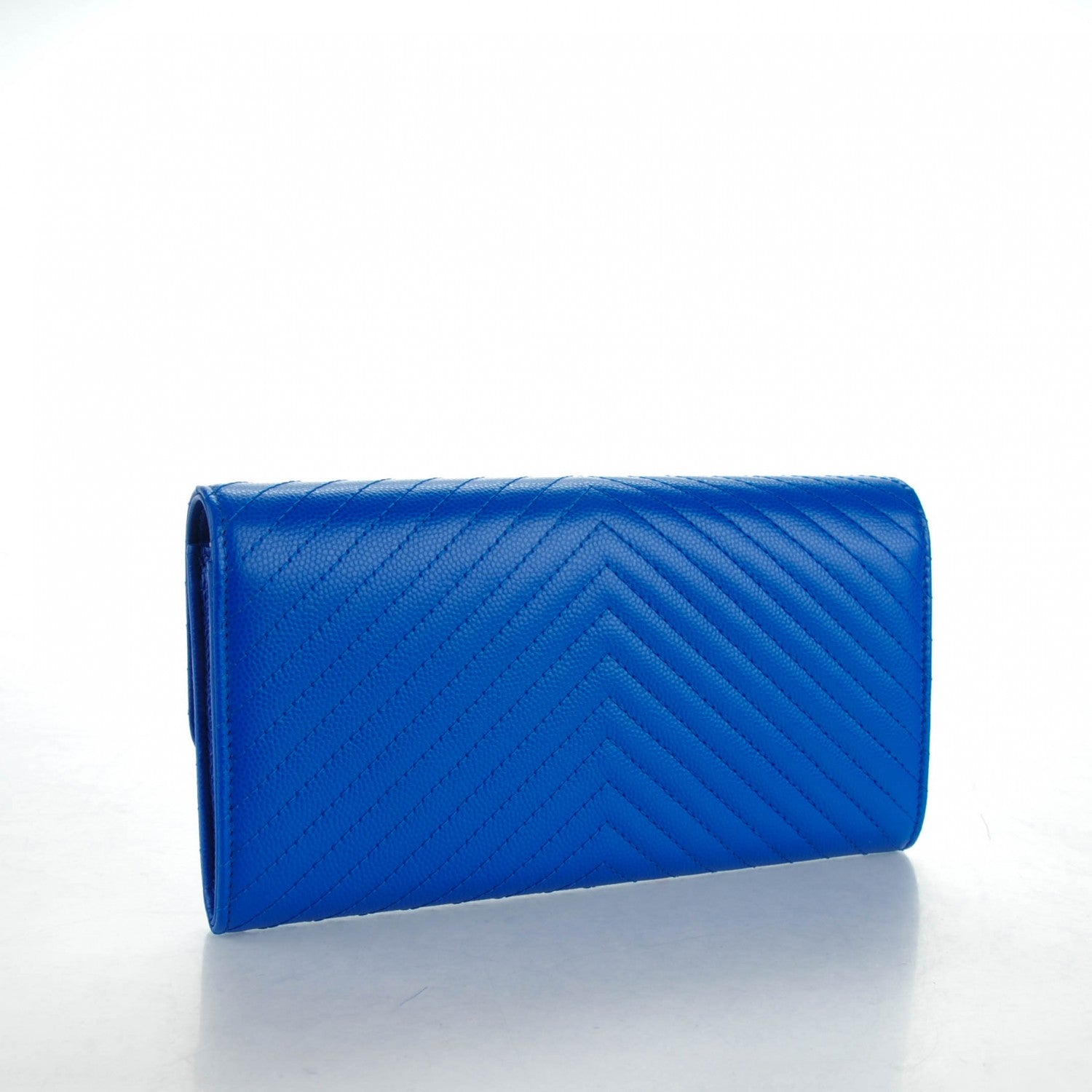 Chanel Caviar Chevron Quilted Large Flap Wallet Bright Blue 3 of 8