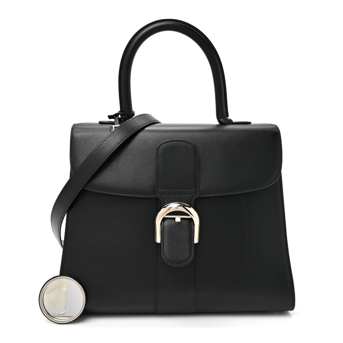 Box Calfskin MM Brillant Satchel Black Black