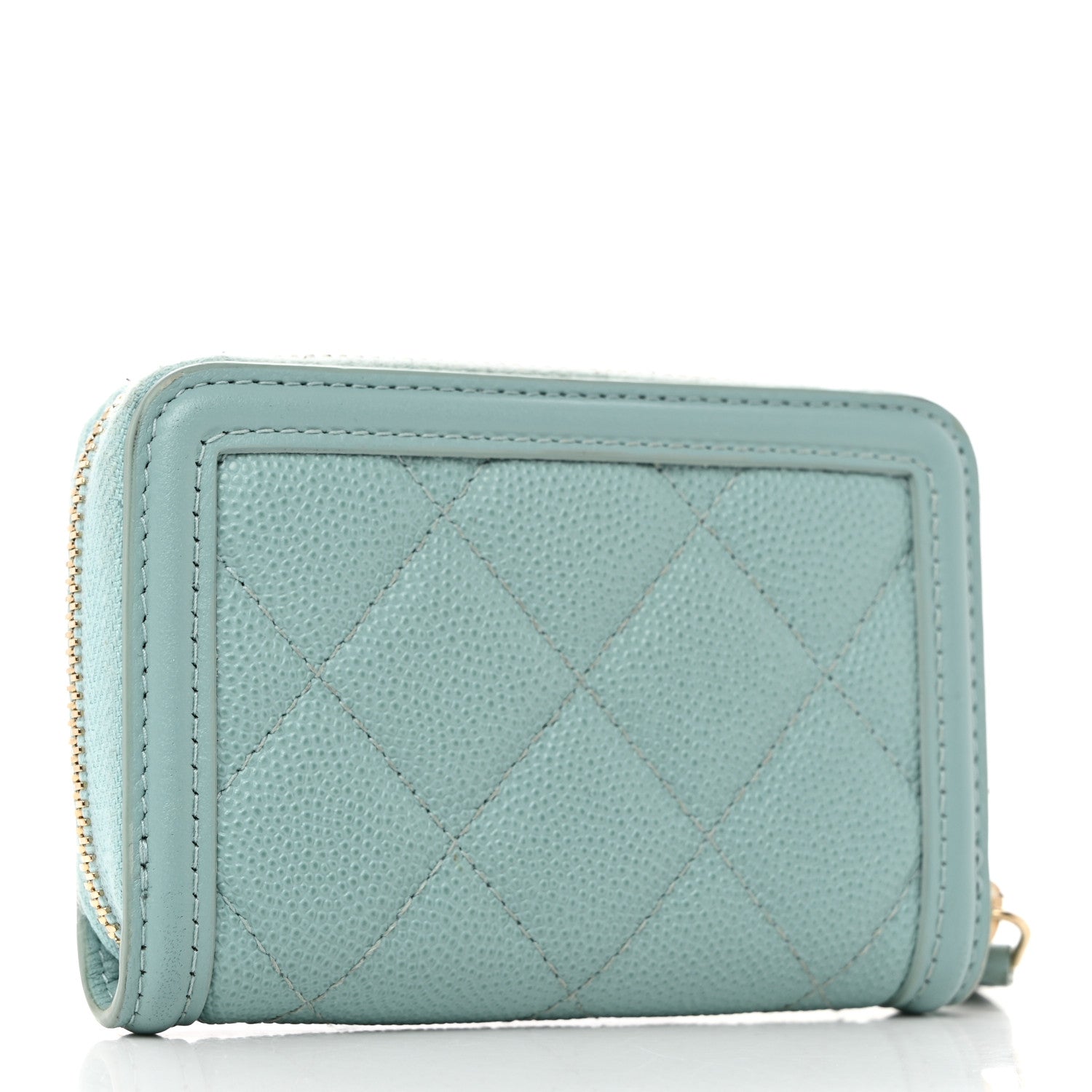 Chanel Caviar Quilted Filigree Coin Purse Light Blue 4 of 14