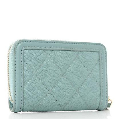 Chanel Caviar Quilted Filigree Coin Purse Light Blue 4 of 14
