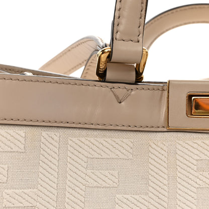 Fendi Canvas Vitello King FF Embroidered Medium Peekaboo X-Tote Poudre 11 of 12
