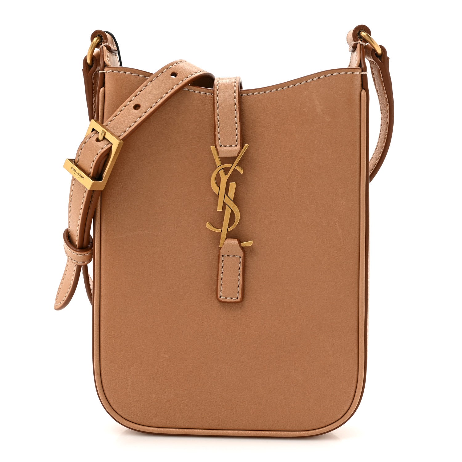 Saint Laurent Smooth Calfskin Le 5 A 7 Vertical Hobo Brown Gold 1 of 11