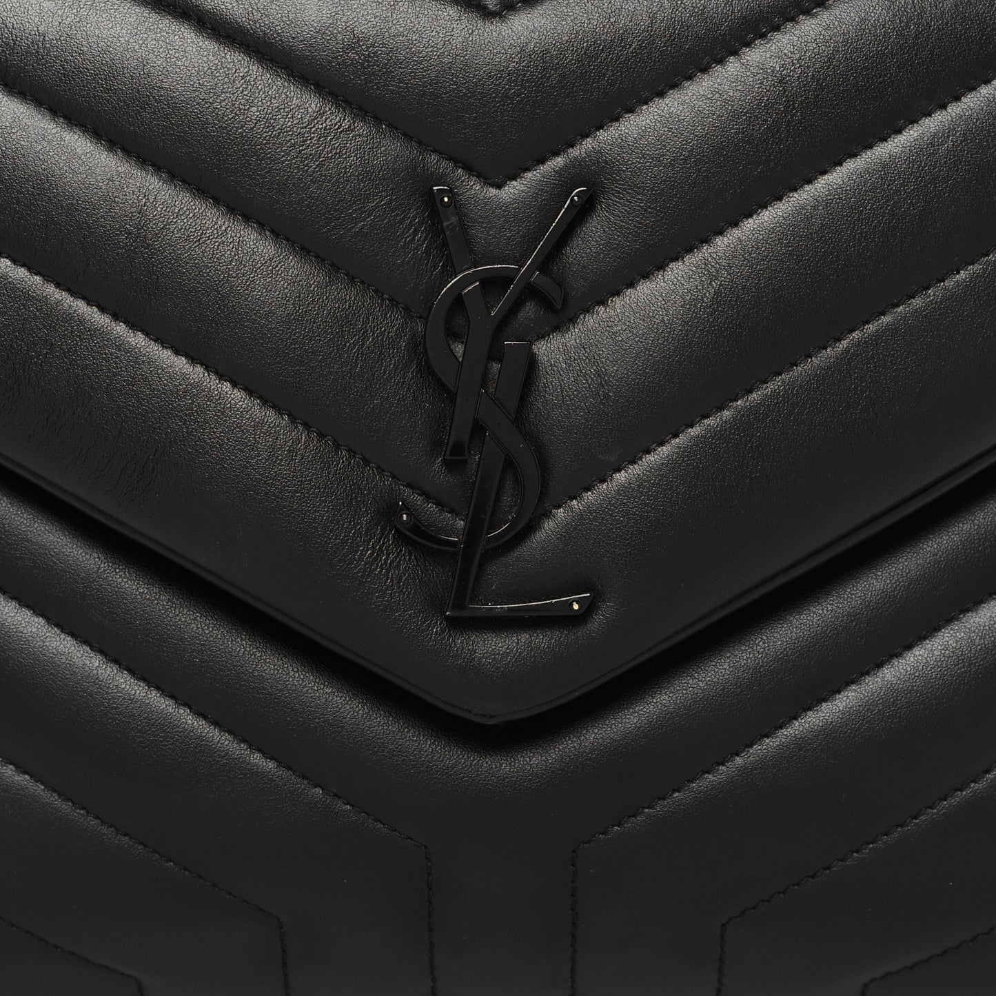 Calfskin Y Quilted Monogram Monochrome Medium Loulou Chain Satchel Black