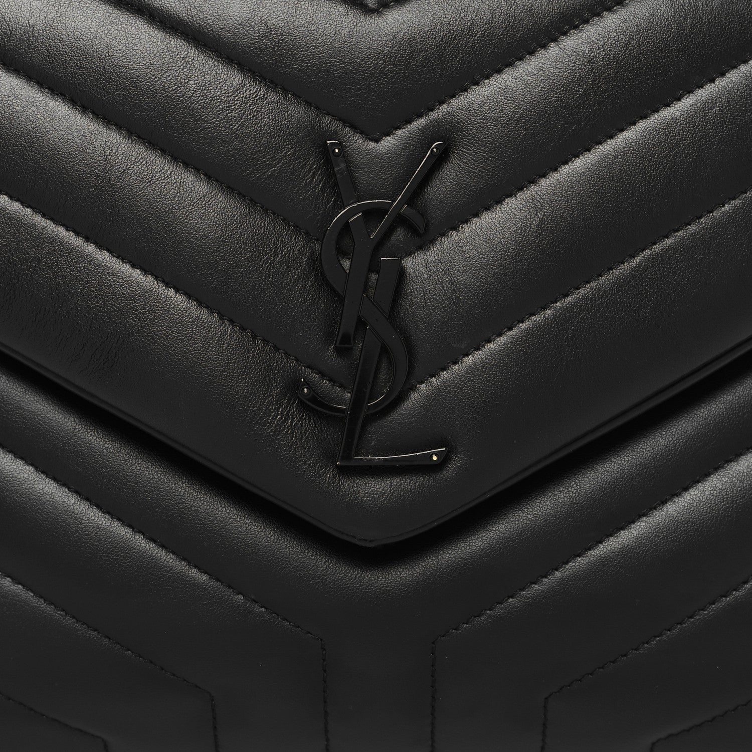 Saint Laurent Calfskin Y Quilted Monogram Monochrome Medium Loulou Chain Satchel Black 8 of 10