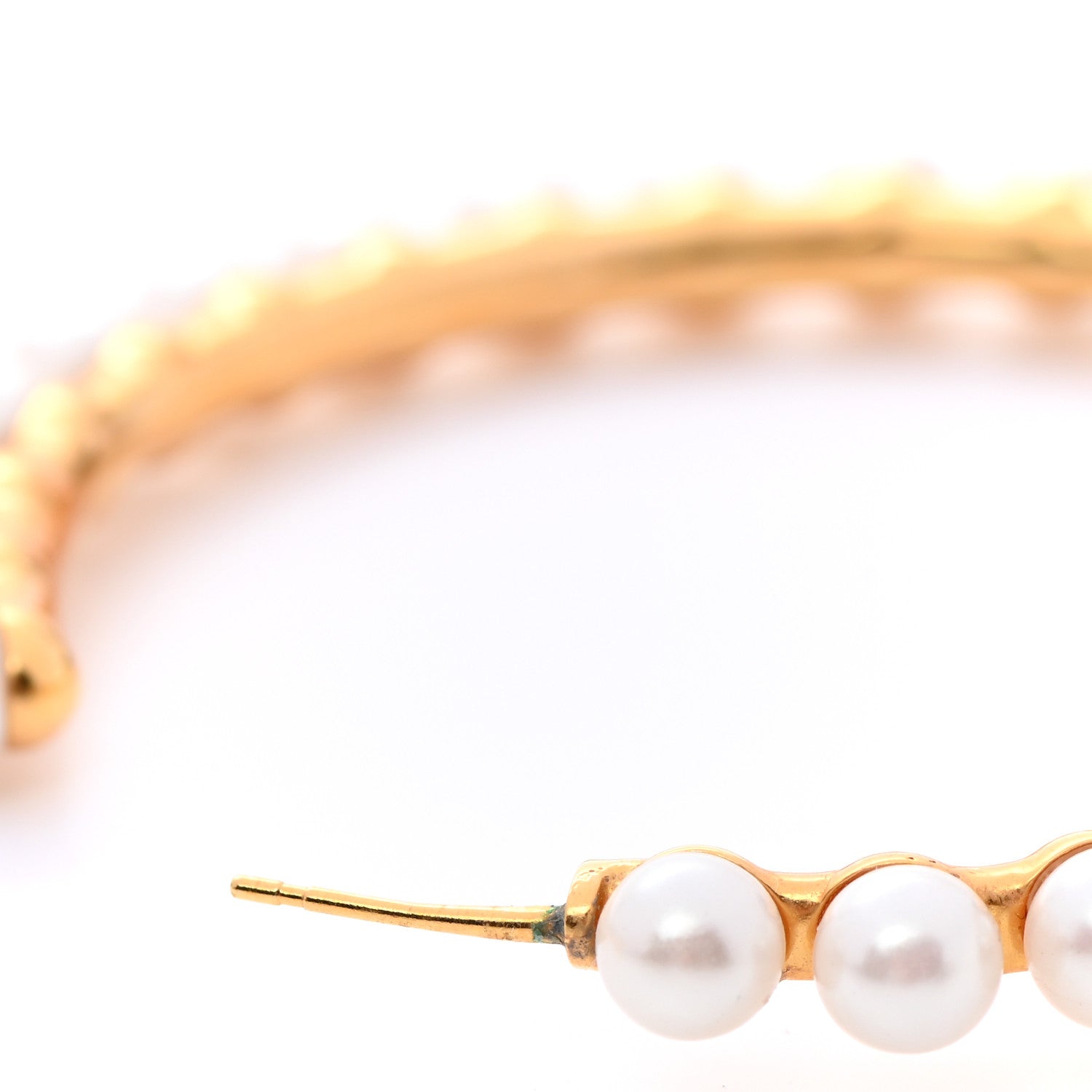 Chanel Pearl CC More Is More Hoop Earrings Gold 5 of 6