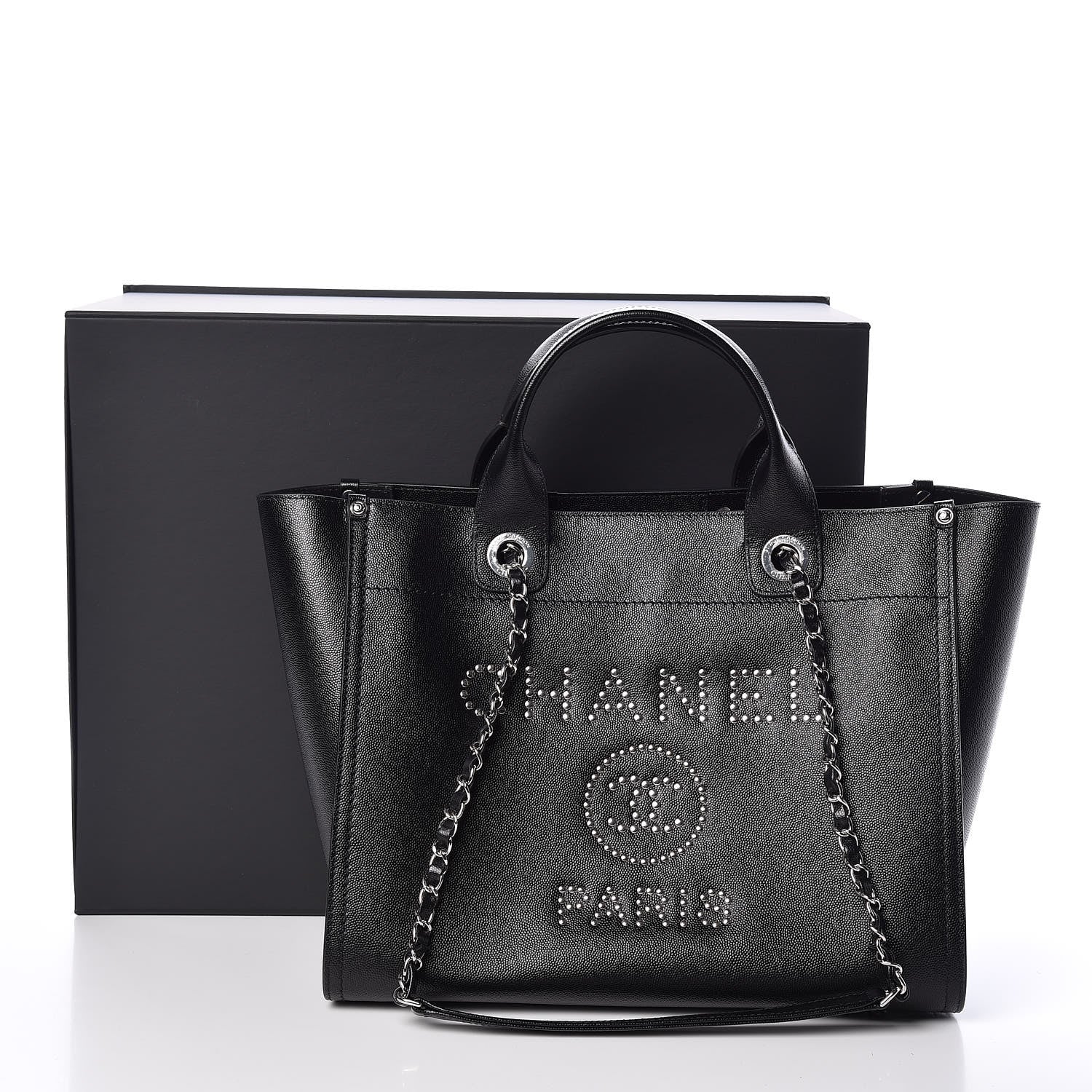 Chanel Caviar Small Studded Deauville Tote Black 11 of 11