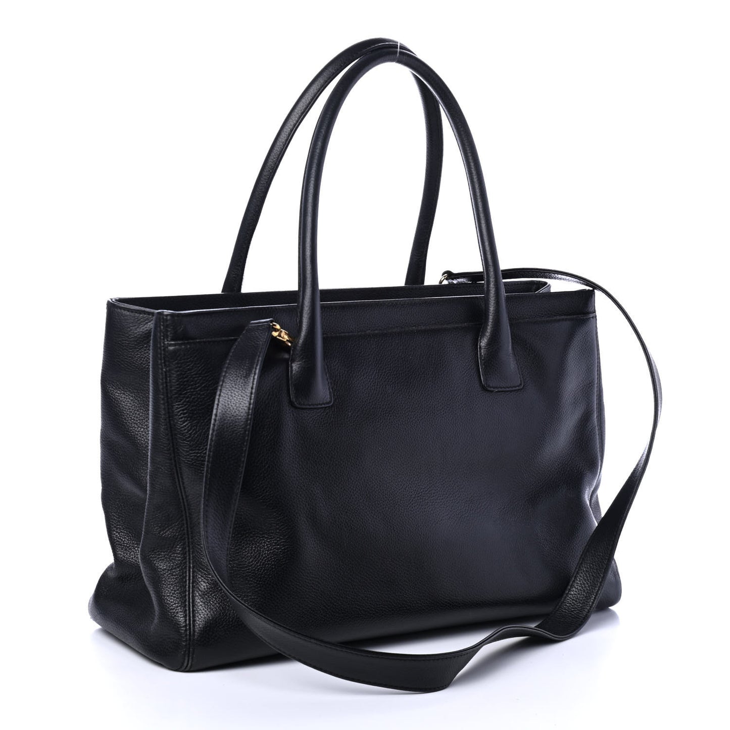 Calfskin Cerf Executive Shopper Tote Black
