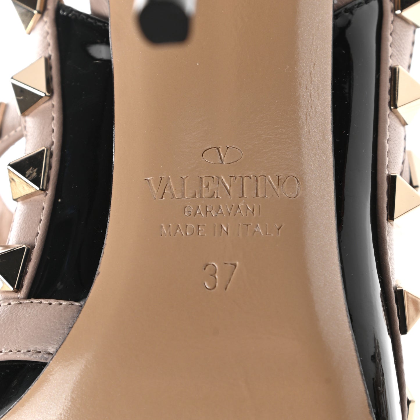 Patent Nappa Rockstud Ankle Strap 100mm Pumps 37 Black Poudre