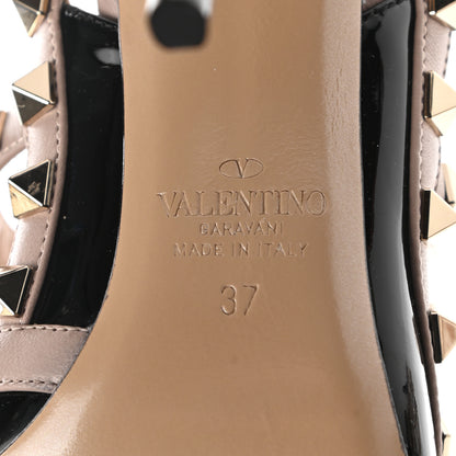 Valentino Garavani Patent Nappa Rockstud Ankle Strap 100mm Pumps 37 Black Poudre 7 of 9
