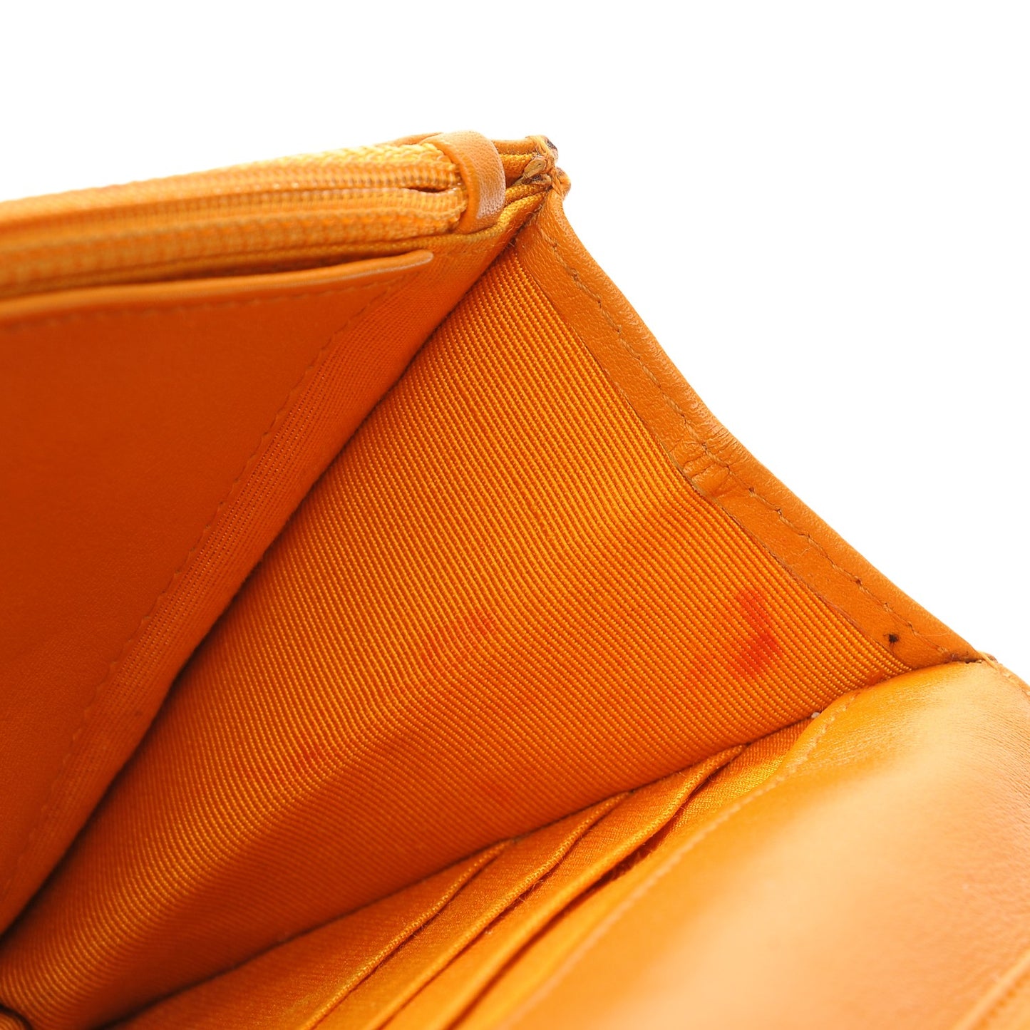 Patent Quilted Wallet On Chain WOC Orange