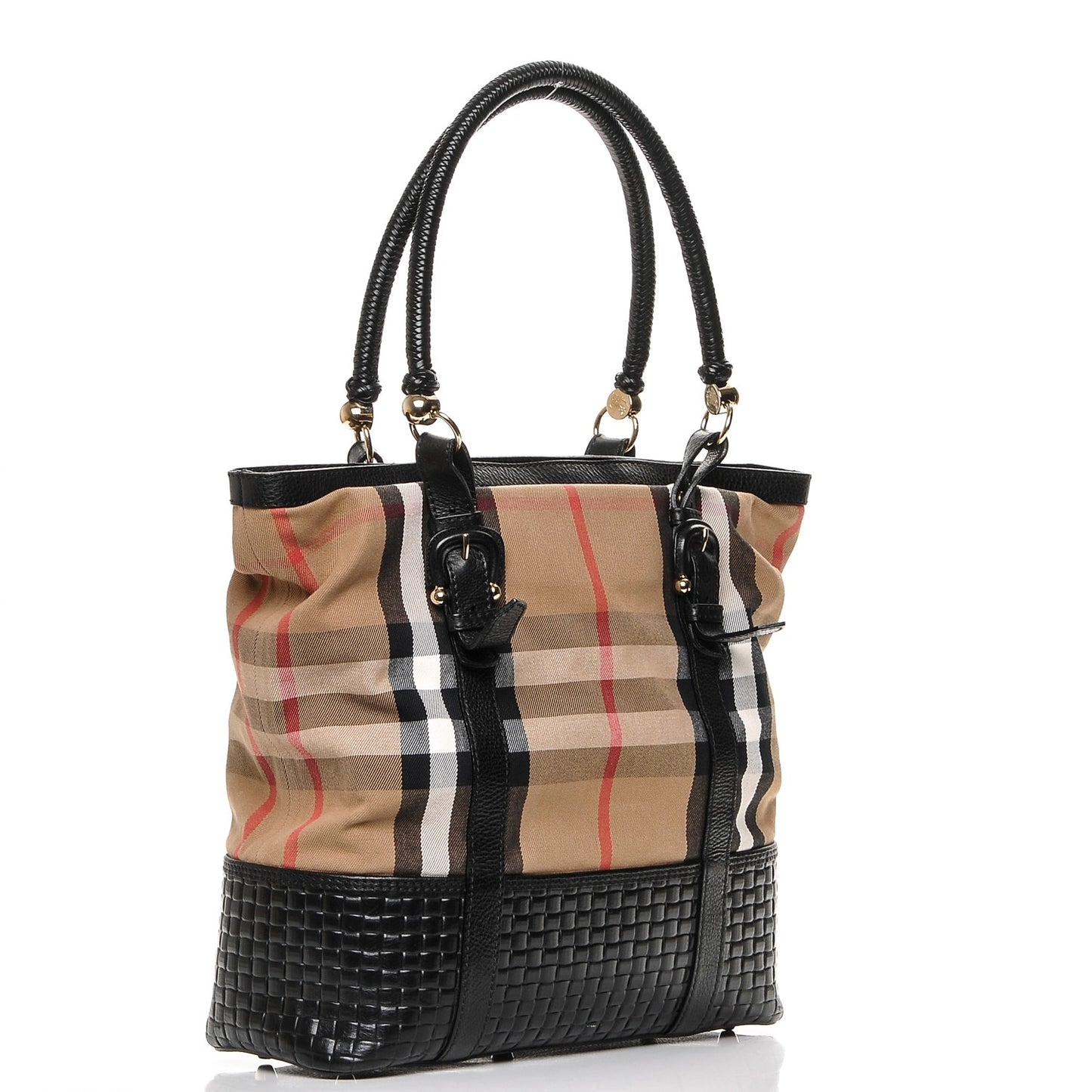 Canvas House Check Woven Tote Black