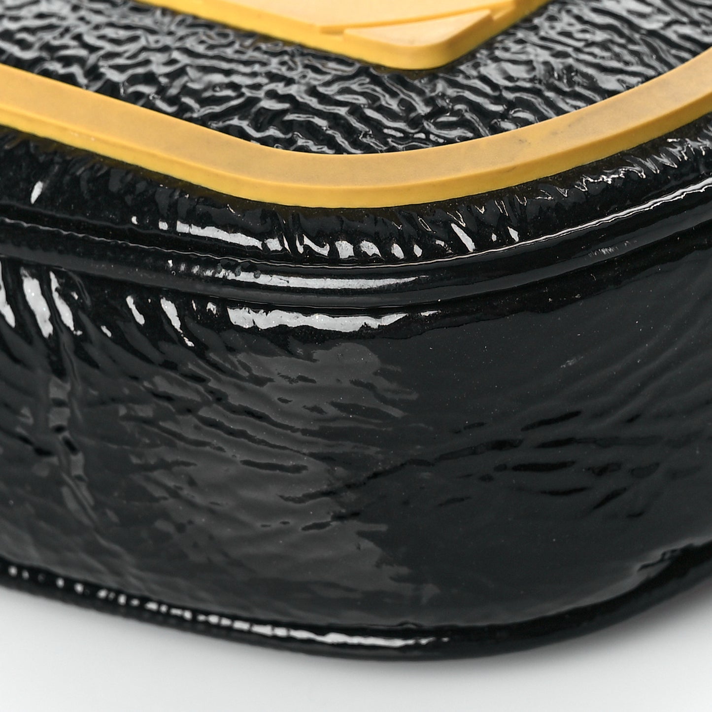 Patent Rubber Game Patch Logo Crossbody Bag Black