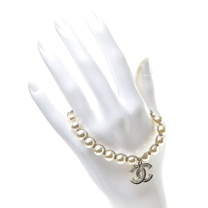 Chanel Pearl Crystal CC Bracelet Gold 2 of 5