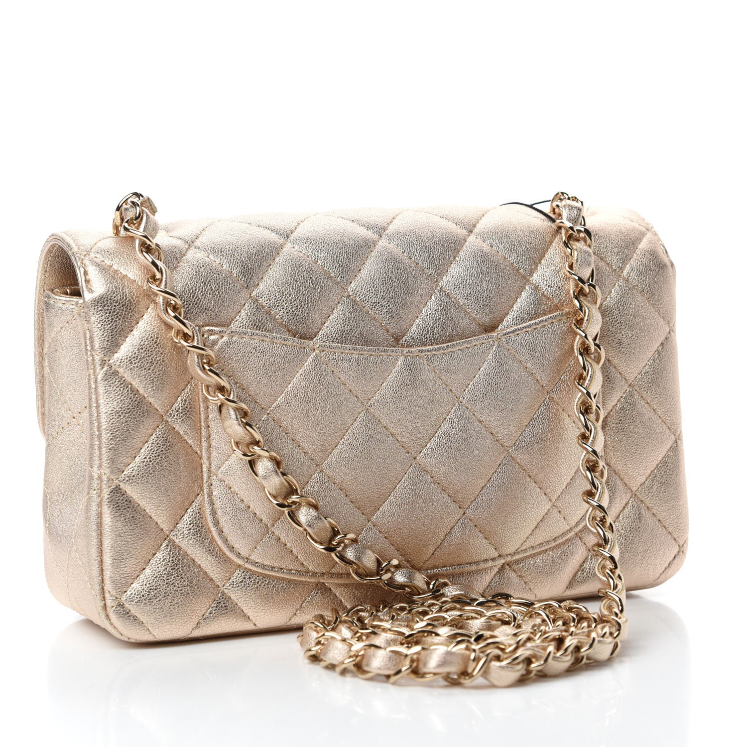Chanel Metallic Lambskin Quilted Mini Rectangular Flap Gold 3 of 11