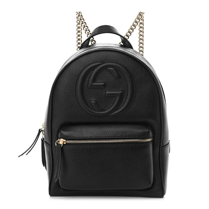 Gucci Pebbled Calfskin Soho Chain Backpack Black 1 of 11