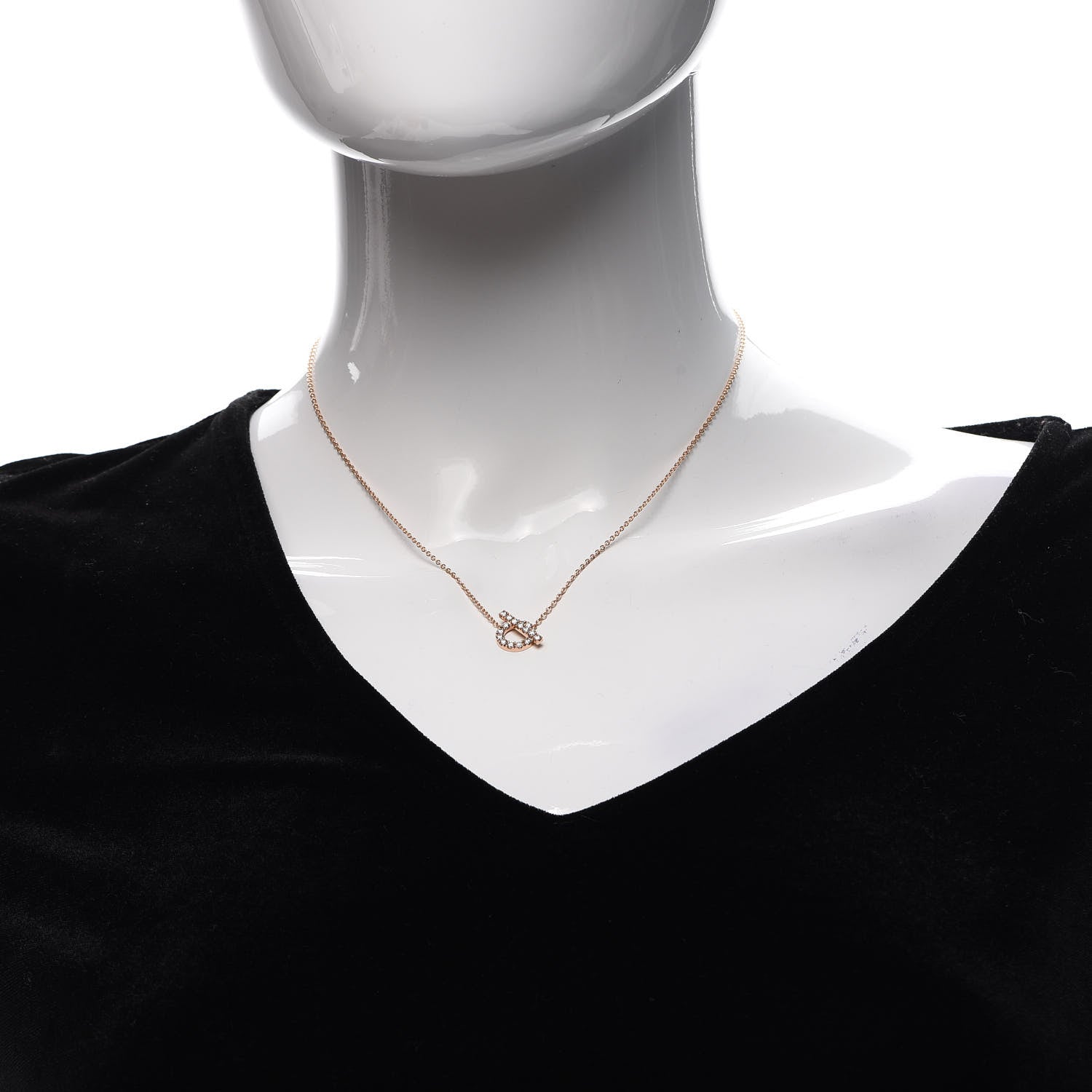 Hermes 18K Rose Gold Diamond Finesse Pendant Necklace 2 of 5